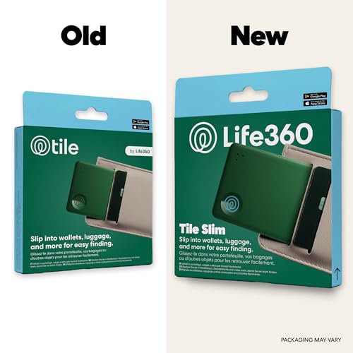 Image of Life360 Tile Slim - Wallet Finder, Bluetooth Tracker and Item Locator for Luggage Tags, Passports and More. Both iOS and Android Compatible. Phone Finder. 1-Pack (Green Surf)