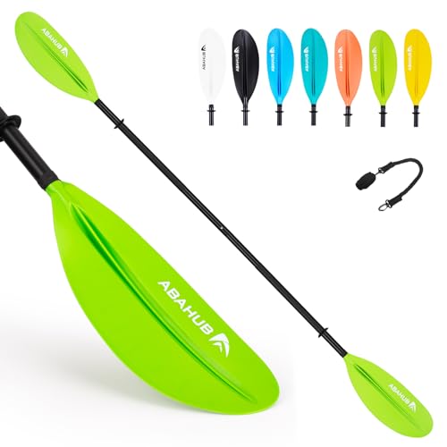 Abahub Kayak Paddle Adjustable 220 cm to 240 cm Aluminium Double Paddle with Paddle Leash for Kayaking Aluminium Alloy Shaft Plastic Blades Black/White/Blue/Green/Orange/Yellow/Turquoise