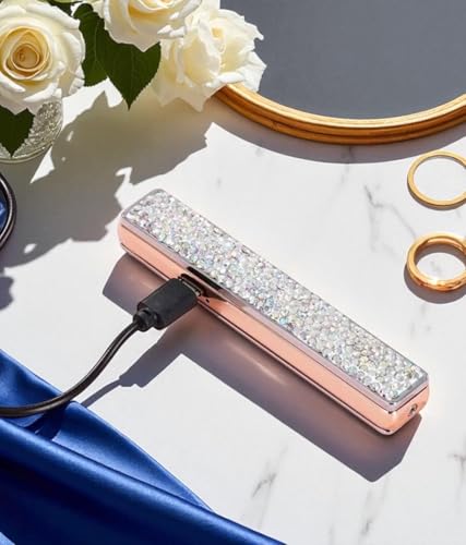 Encendedor USB Recargable Lujo Rhinestone 2-Pack Blanco miniatura 4