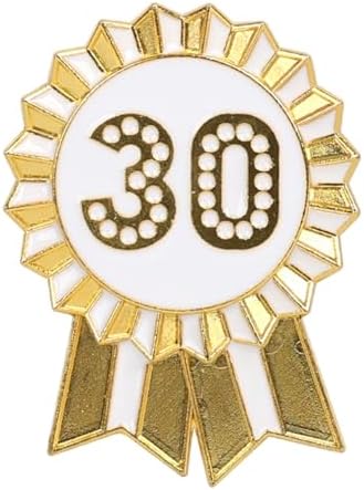 Talking Tables Happy Birthday Badge Gold and White Enamel Metal Rosette Reusable Accessories for Girls Adults image 2