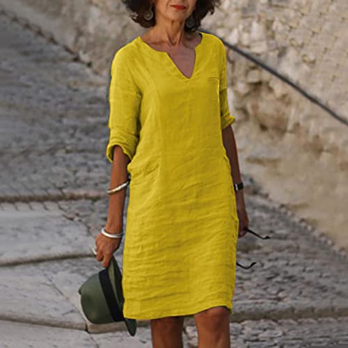 Robe t-shirt de vacances longueur genou en maille unie douce et fluide - 2