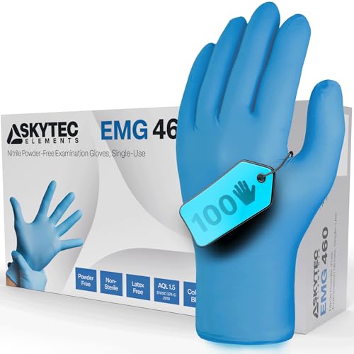 Skytec Premium Blue Nitrile Disposable Examination Glove - Latex-Free & Powder-Free, Box of 100 - Medical & Food Safe (XXL) Skytec Premium Blue Nitrile Disposable Examination Glove - Latex-Free & Powder-Free, Box of 100 - Medical & Food Safe (XXL)