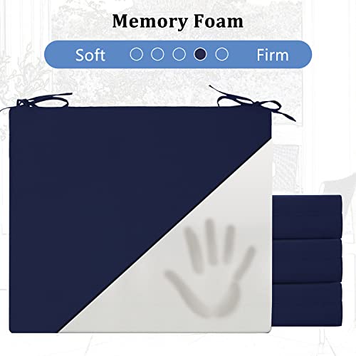 Cozyide Outdoor Chair Cushions, Waterproof Patio Seat Cushions With Adjustable Straps, Square Corner Patio Chair Cushions For Garden, Navy, 18.5X16X3 Inch (Pack Of 4) #TOP4