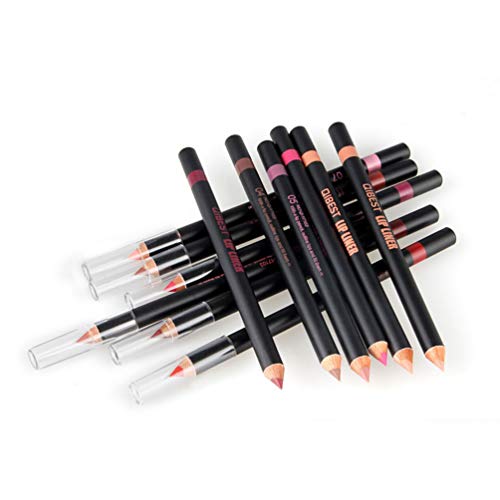 PIXNOR Conjunto de Lápis de Delineador de Lábios 12 Pcs Lápis Fosco à Prova de Suor à Prova de Suor