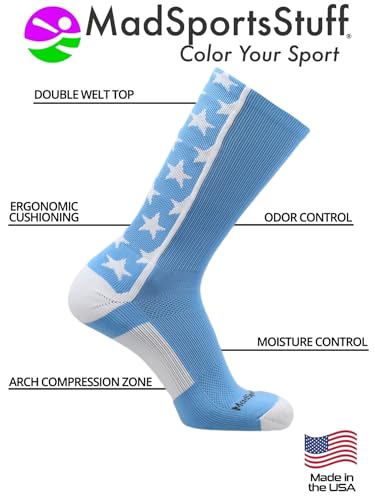 MadSportsStuff All Stars Socks with Stars Crew Athletic Socks Youth Basketball Socks Girls Basketball Socks Boys4