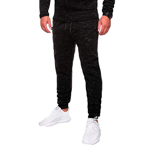 junkai Mens Jogger Pants Gym Fitness Trousers Tracksuit Slim Fit Bottoms Training Sweatpants Snowflake Jacquard Sports Trousers Black 2-Only Bottoms 2XL