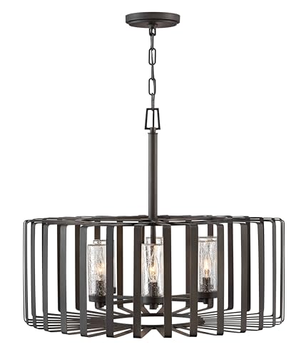 Hinkley Reid Collection Six Light 12V 3.50W LED Low Voltage Outdoor Medium Single Tier Pendant, Brushed Graphite