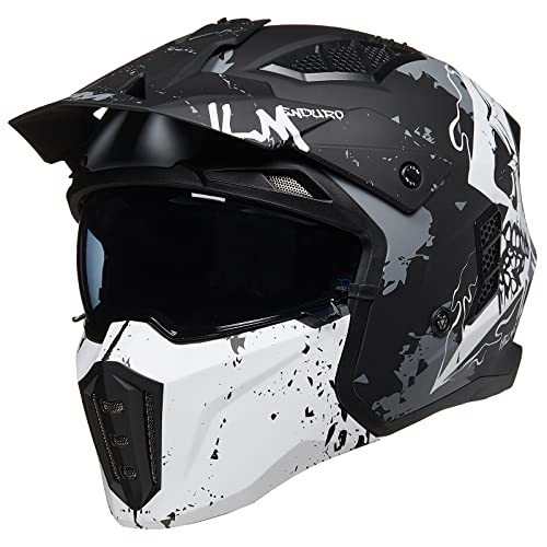 ILM Open Face Motorcycle 3/4 Half Helmet for Men and Women, Vintage Retro Helmet with Visor for Moped ATV Cruiser Scooter DOT Model Z302(Matte Skull,Medium) by ILM - Used condition - US$99.07