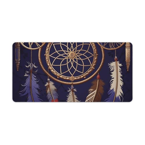 Tapis de souris de jeu LED grand format motif attrape-rêves avec base antidérapante