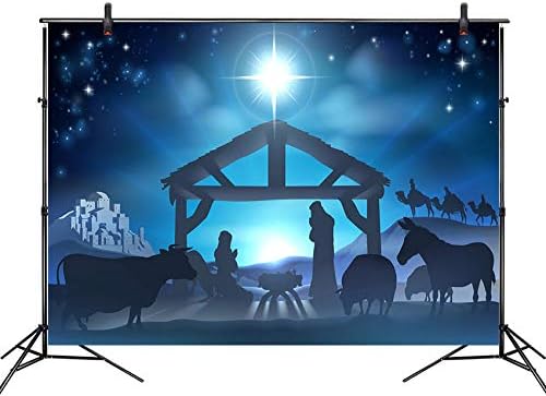 LB 7x5ft Christmas Jesus Nativity Backdrop Birth of Jesus Manger Backdrops for Photography Kids Bithday Baby Shower Event Religion Christian Party Photo Booth Studio Props