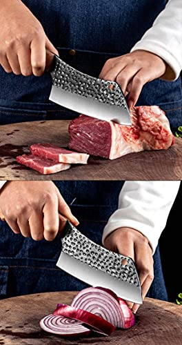 Kitory Meat Cleaver Forged Vgetable Knife Vegetable Chopping Knife 5.5 Inch Butcher Knife Hammered Chopper Thick Boning Knife Small Meat Cleaver Kitchen Chef Knife For Home, Camping, Bbq, Hb04 #TOP4