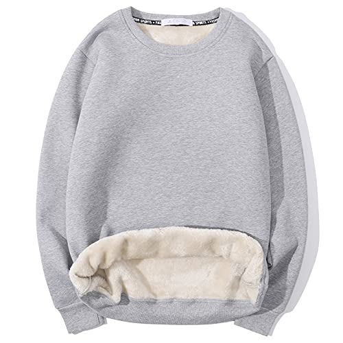Gihuo Men'S Crewneck Sweatshirt Winter Warm Sherpa Lined Pullover Fleece Top Heavyweight Loungewear Sweatshirt cover