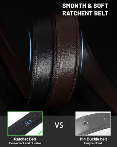 Image of BELTROAD Ratchet Belt Strap for Men Leather Belts Without Buckle | Only 1 3 /8 inch Replacement Belt Strap for 1.5 inch Buckle Men's Adjustable Leather Ratchet Belt for Jeans Pants Dress Casual Gifts