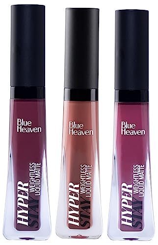 Image of Blue Heaven Hyperstay Liquid Matte Lipcolor, Light Coffee-11, 6 ml & Hyperstay Liquid Matte Lipcolor,Wild Plum-07, 6 ml & Hyperstay Liquid Matte Lipcolor, Coco Crazy-06, 6 ml