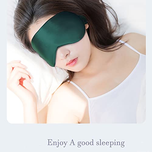 ECHOLLY Sleep Eye Mask - Perfect Light Blockout Comfort Soft Silk Mask for Women Men With 2 Pairs of Ear Plugs and Pouch for Travelling (Green) - Image 4