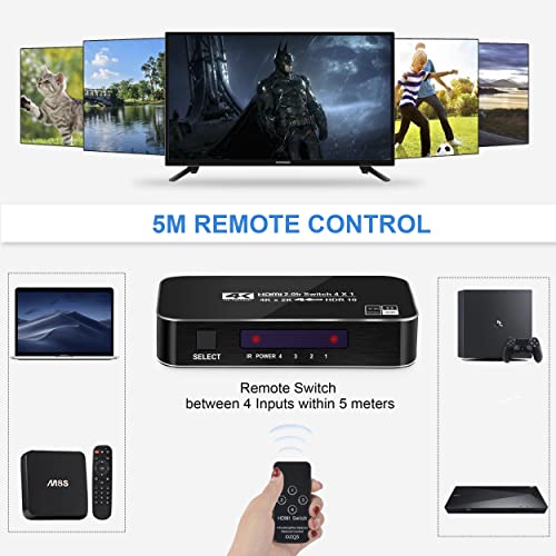 image for FERRISA NEWCARE FERRISA 4K 60Hz 4x1 HDMI Switch, 4 Port Auto HDMI Swit