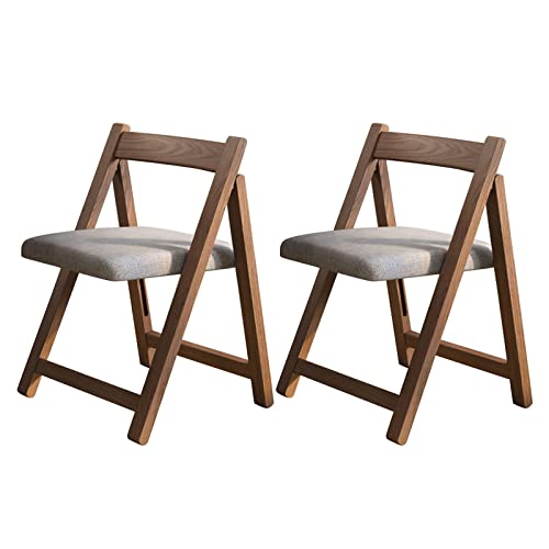 BKgdO Folding Kitchen Chair, Rubberwood Leisure Chair Ergonomics Curved Backrest and Triangular Construction Stable Load-bearing Side Chairs for Kitchen Dining Bedroom Living Room set