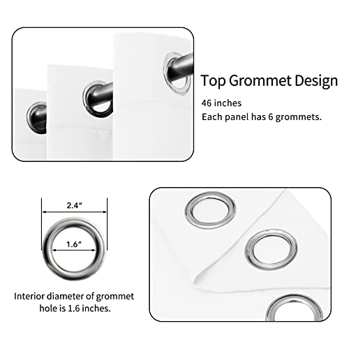 Image of Easy-Going Blackout Curtains for Bedroom, Solid Thermal Insulated Grommet and Noise Reduction Window Drapes, Room Darkening Curtains for Living Room, 2 Panels(46x84 in, White)