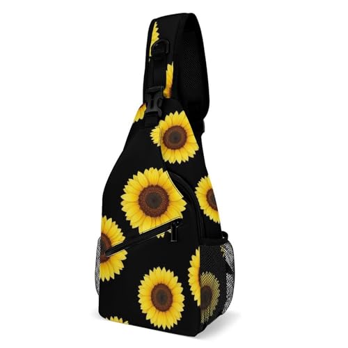 Fashion Chest Bag, Shoulder Bag, Dress Decor Sling Backpack, Casual Day Pack For Travel Shopping Floral Sunflower