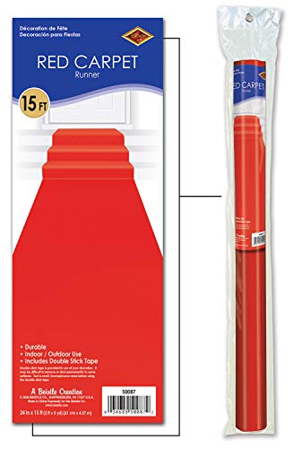 Beistle Neuheit Roter Teppich Gangläufer 2 Stück – Awards Night VIP Hollywood Supplies – Weihnachten Laufsteg Teppich für Urlaub Partys – Hochzeitseingangs-Dekor 61 cm x 48 cm