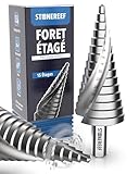 foret étagé professionnel en acier HSS - [15 niveaux, Ø 4-32 mm] - foret conique éplucheur...