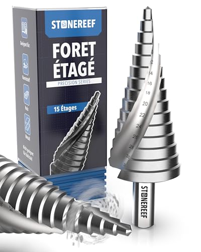 foret étagé professionnel en acier HSS - [15 niveaux, Ø 4-32 mm] - foret conique éplucheur, métal, trou, tôle, plastique, fraise cloche, fraisage, perforateur