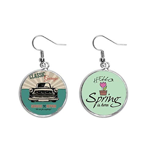 Pendientes de primavera con coches clasicos negros ideales para paseos y eventos