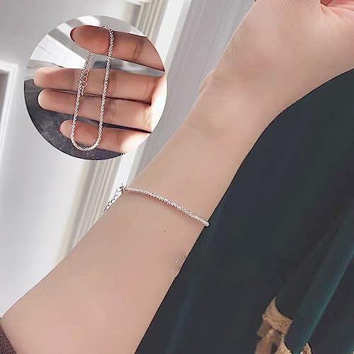 Silver Link Bracelet, Silver Adjustable Chain Bracelets, Dainty Sparkle Chain Bracelet Jewelry for Women4