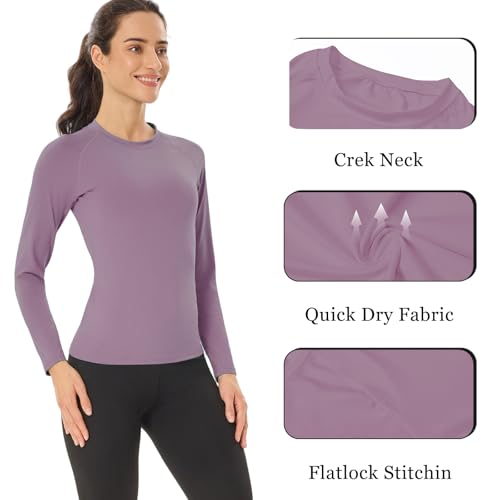 HYCOPROT 4 Pack Women's Compression Shirt Long Sleeve Workout Tops Quick Dry Baselayer Athletic T Shirt Gym Yoga Running4