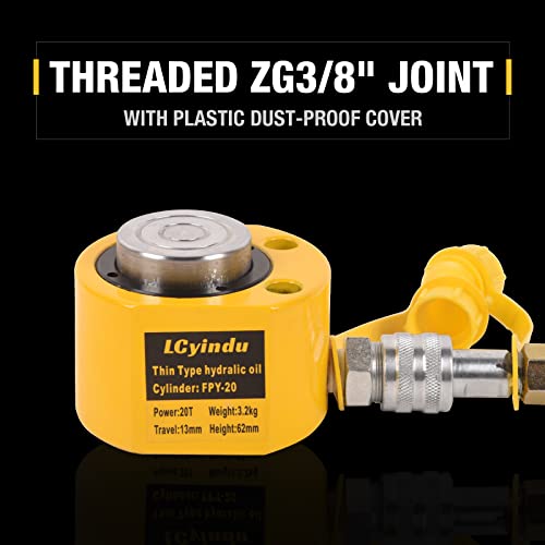 Image of 20T Low Profile Hydraulic Cylinder Ram Jack Kit FPY-20 0.51 inch Stroke + CP-180 400cc Manual Hydraulic Hand Pump Hydraulic Porta Power Kit