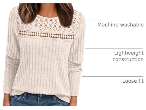 AUTOMET Womens Lace Long Sleeve Shirts Fall Tops 2026 Lightweight Sweater - Image 5