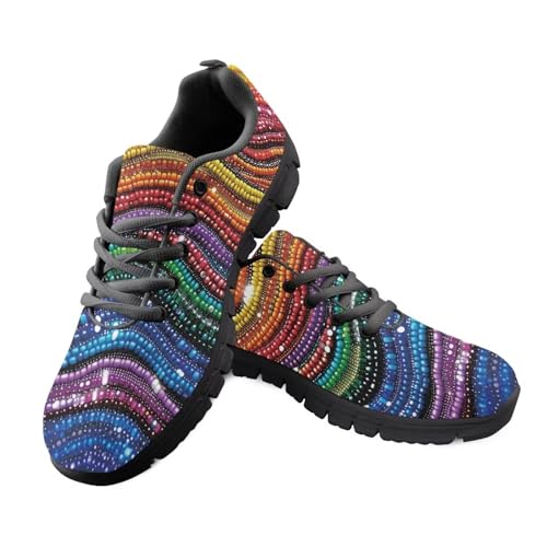 JUDENTIDOS Rainbow Pride Sneakers for Womens Light Lace-up Flats Sneakers Fashion Outdoor Walking Running Shoes