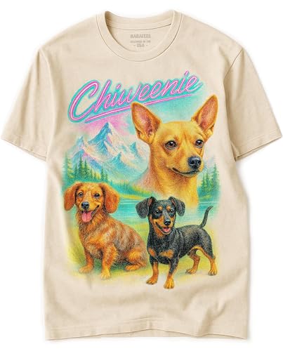 Chiweenie Vintage Tshirt for Men & Women 100% Raw, Natural & Undyed Cotton