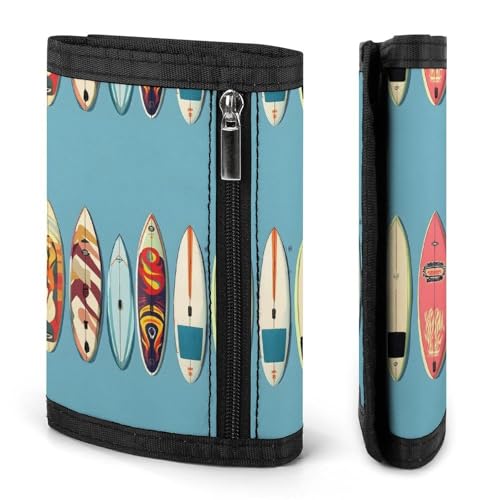 Colorful Surfboards Print Wallet for Men, 8 Credit Card Holder Slim Minimalist Front Pocket Small Mens Bifold Wallets2