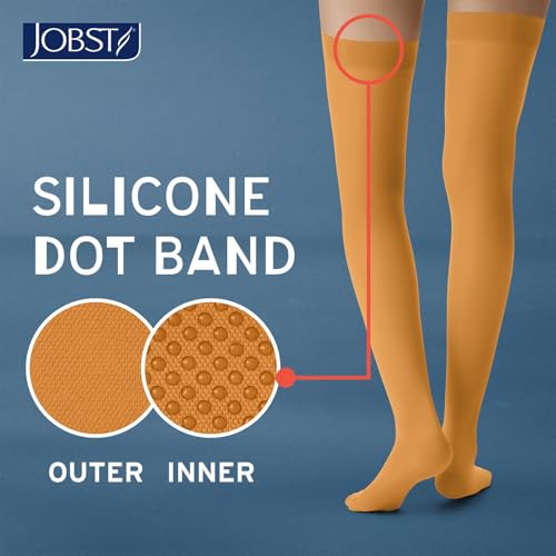 Image of JOBST UltraSheer Thigh-High Compression Stockings for Women - Closed Toe - Silicone Dot Band - Medical Compression 15-20 mmHg - For Varicose and Spider Veins - Helps Prevent Swelling