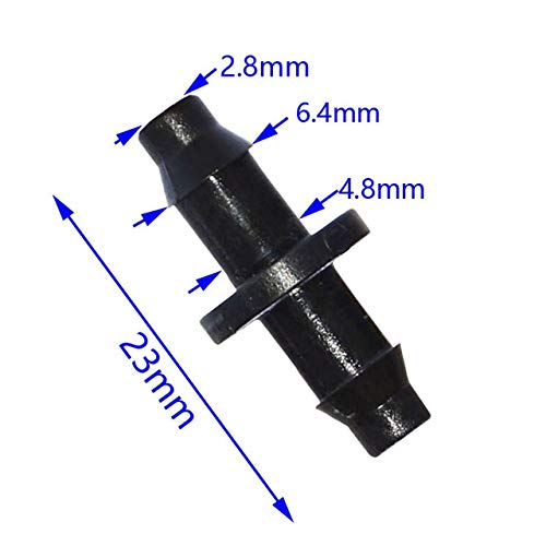 Kamas Garden 1/4" Irrigation Connector 2 Way Connector 1/4" Barbed Double Way Irrigation 4/7 Hose Adapter 50pcs - (Diameter: 1/4inch, Color: Black)