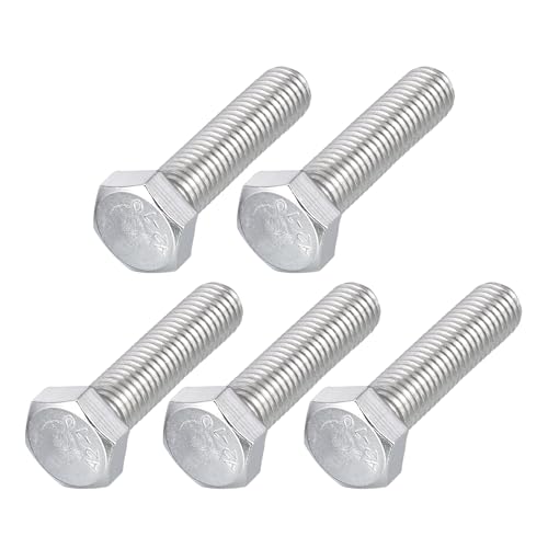 Image of METALLIXITY Hex Bolts (M12-1.75x50mm) 5Pcs, 304 Stainless Steel Coarse Fully Threaded Hex Head Screw Bolt Machine Screws - for Furniture Repair, Silver