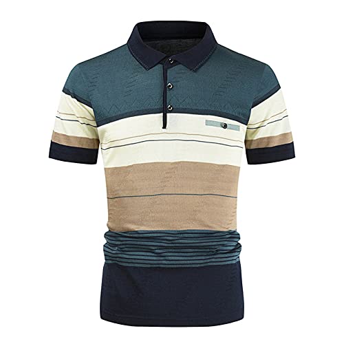 FRSH MNT Mens Polo Shirts Short Sleeve Dry Fit Performance Color Block Classic Cut Athletic Casual Shirts Slim Casual Collar Office Golf T Shirt Father's Day Gift
