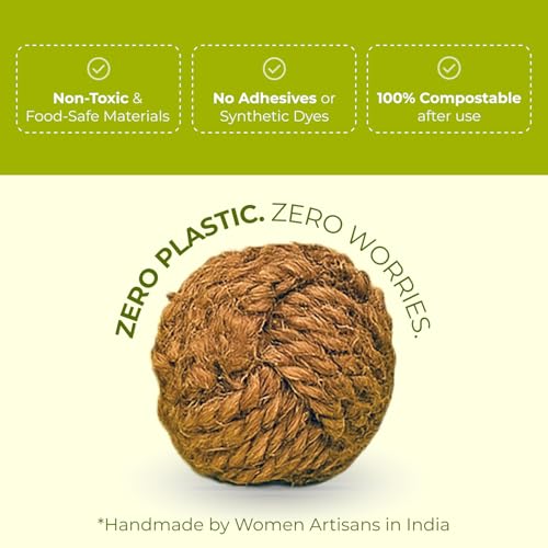 Image of The Orb | Natural Chew Ball Toy for Dogs | Made with Coconut Coir Core | Engaging & Long-Lasting Play | 100% Plastic-Free & Biodegradable | Non-Toxic | Pack of 3