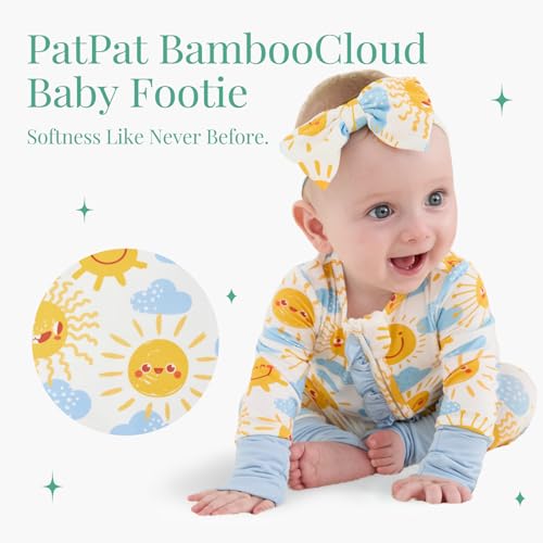 Image of PATPAT Bamboo Viscose Baby Footie with Headband, NB-2T