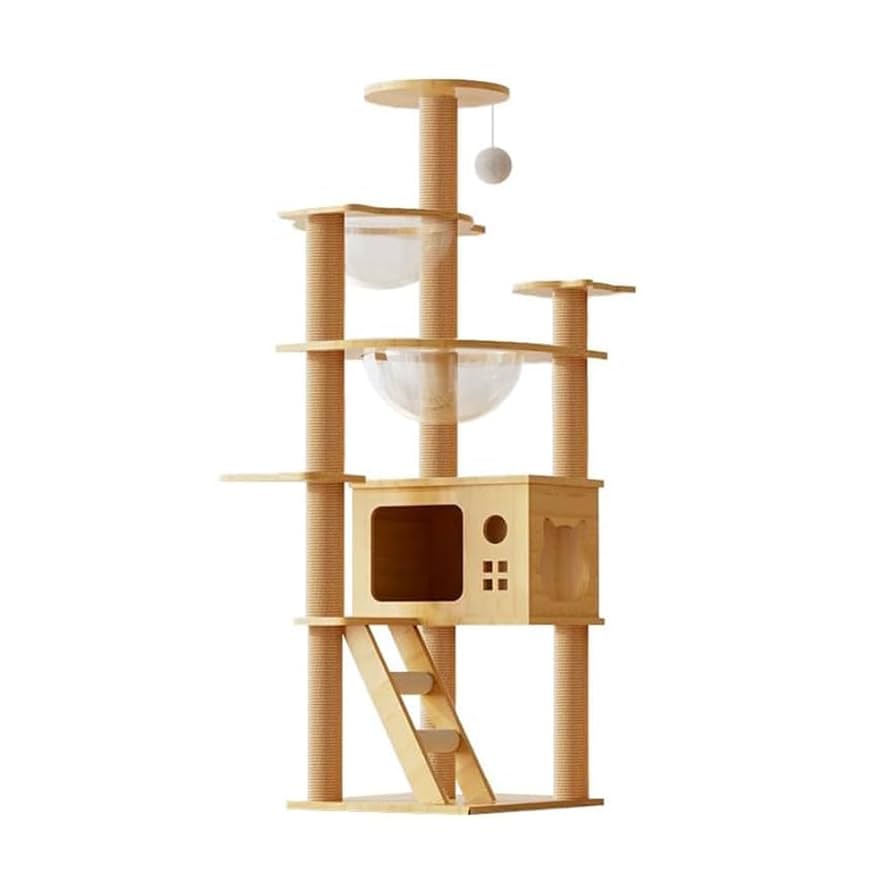 Amazon | 【miniumi】キャットタワー 木製 多頭飼い 据え置き