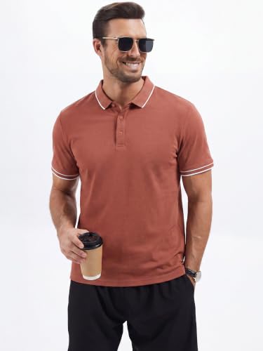 Camiseta polo para hombre de manga corta en mezcla de algodón, estilo clásico casual para golf | Material suave y transpirable, con tecnología anti-transpiración y lavable en máquina miniatura 5