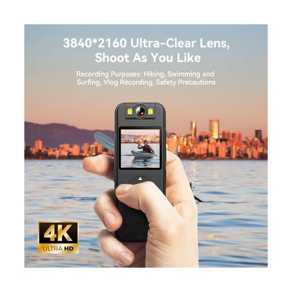4K action camera with ultra-clear lens for outdoor sports.