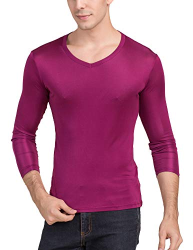 Paradise Silk Camiseta de manga larga para hombre de seda pura con cuello en V Cover
