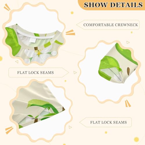 Fruits Blossom Beige Boy's Rash Guard Swim Shirt Long Sleeve Sun Shirt for Swimming Pool Beach UPF50+3