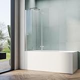 ELEGANT Bifold Bathtub Shower Door 47' W x 55' H, Frameless Tub Shower Glass Door, 1/4' Tempered Glass, Bathtub Glass Panel in Chrome Finish