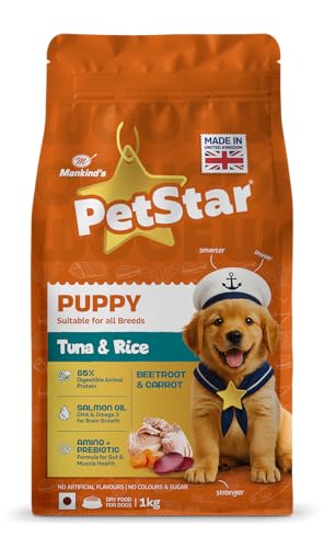 Image of Petstar Puppy Dry Dog Food 1 kg, Tuna & Rice Formula, High Protein, Easy Digestion, Immunity Support, No Artificial Flavours or Added Sugar