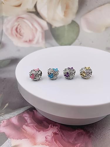 Image of Butterfly Flower Heart Bead Charms for Bracelets