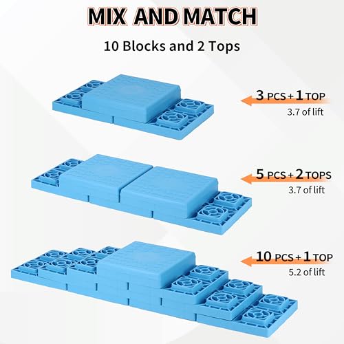 OULEME 12 Pack RV Leveling Blocks, Stackable Jack Blocks, Interlocking Leveling Pads with Carrying Bag, for Camper Travel Trailer, Blue by OULEME - Image 4