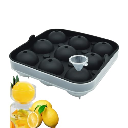 Bac à glaçons boule en silicone avec couvercle - 9 x 5 cm - Moule à glaçons rond - Facile à libérer glacon sphere - Pour gelée, pudding, yaourt, grand...